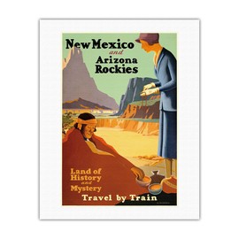 New Mexico and Arizona Rockies - Land of History and Mystery - Union Pacific Railroad - Vintage Travel Poster by The Willmarths c.1925 - Fine Art Rolled Canvas Print 20in x 26in