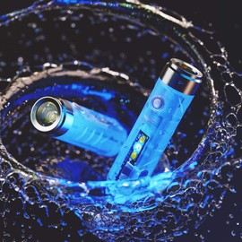 RovyVon Aurora A7x XP-G3 LED Keychain Flashlights, Rechaegeable Max 650 High Lumen Super Bright with EDC Small Size,8 Mode,Glow Blue Light,Perfect for Kids Christmast Gift Camping Emergencies Outdoor