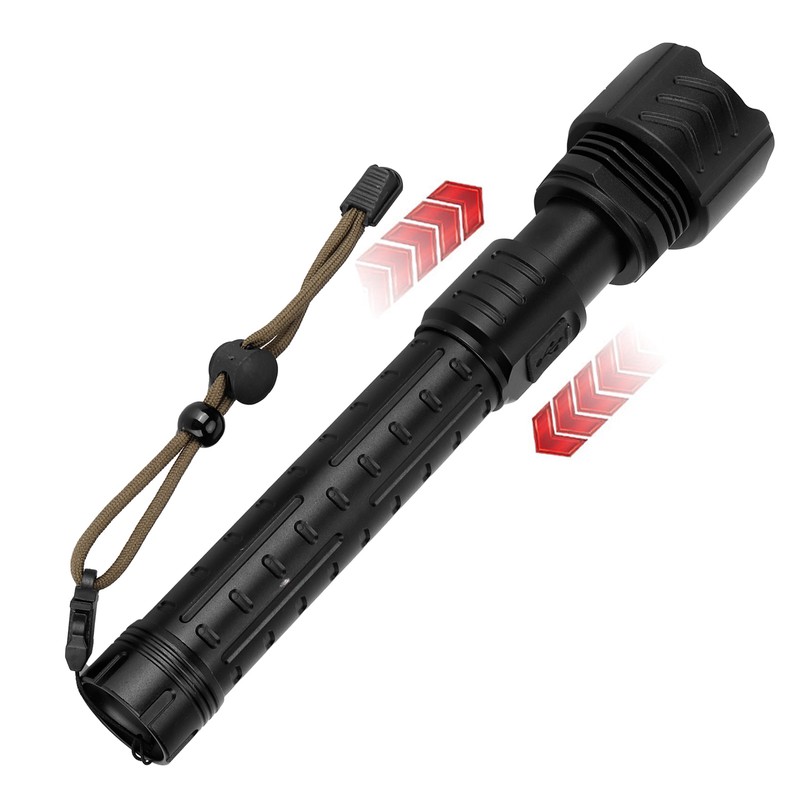 XHP90 Telescopic Zoom Flashlight Waterproof Electric Torch USB Charging for