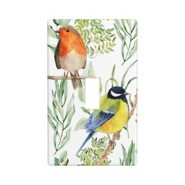 Bird Floral Flower Single Toggle Light Switch Plates And Outlet Covers Decorative Electrical Wall Plate Receptacle Switchplate Decorate Plug Cover For Bathroom Bedroom Kitchen 4.5 * 2.76 Inch