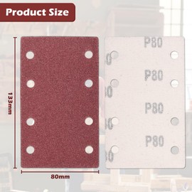 80 x 133 mm Sanding Sheet Set, 25 Pieces Sandpaper with 8 Holes, Rectangular Sanding Sheet for Orbital Sander (120 Grit)