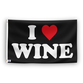 I Love Wine I Heart Flag - 3x5 ft High-Durability Polyester Fade-Resistant, Weatherproof Outdoor/Indoor Banner
