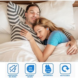 48Pcs Tapones de Oídos para Dormir, Tapones Oídos de Silicona Reutilizables, Tapones de Cera para Dormir con Bloqueo de Sonido Nivel 32dB, Tapones Antirruido para Dormir Nadar Viajar Trabajar Estudiar