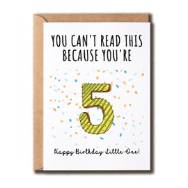 NTVShop Happy Birthday Little One Card - 5 Years Old Greeting Card - Funny Fifth Anniversary Card - Card For Boy Girl