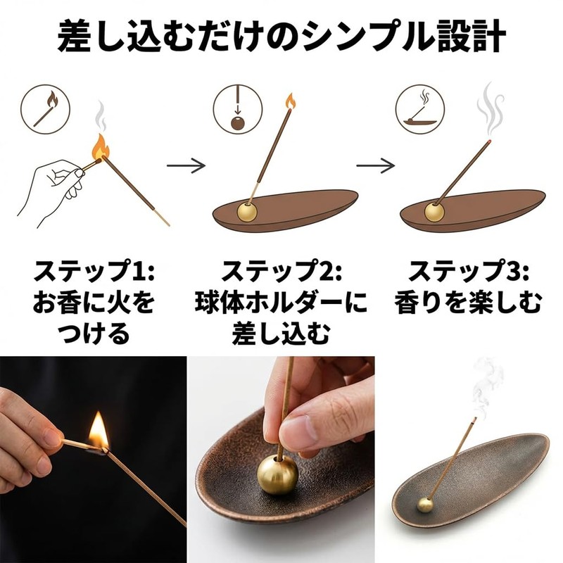 PureSino Incense Burner, Incense Holder, Compatible with Both Sticks and