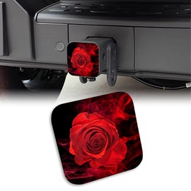 UUCBTAH Trailer Hitch Cover Red Smoke Rose Tow Hitch Cove Universal 2" Heavy Duty Trailer Hitch Tube Rubber Covers,Square Hitch Cover Plug Cap for Trucks SUV Cars