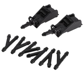 RATCHROLL Windshield Washer Nozzle for Volkswagen Jetta 1999-2012 Front W/ 6 Pcs Y Hose Connector Car 6E0955985 Black Plastic 1 Set