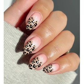 JMEOWIO Leopard Print Semi Cured Gel Strips Wraps Nail Art Sticker