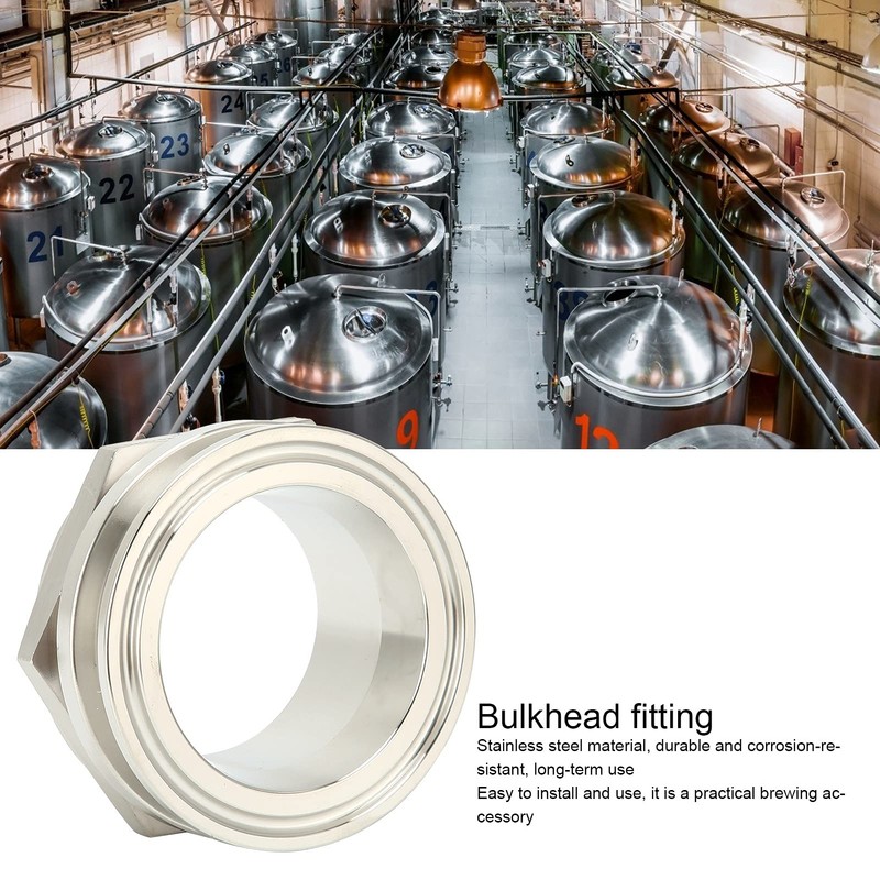 Leapiture 2" Weldless Homebrew Bulkhead Tri Clamp Bulkhead Fitting, Bulkhead