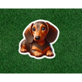 After Dark Crafting Cute little dachshund doxie dog 100% waterproof vinyl sticker decal - many sizes - 2.5 inches