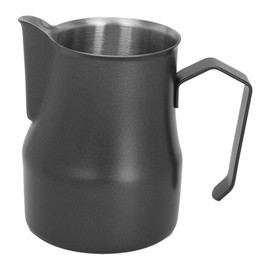 Milk Frothing Pitcher Coffee Steaming Pitcher 304 Stainless Steel Coffee Milk Cup Milk Frother Cup Olecranon Type Outlet Black 450ML