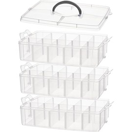 VBS Stacking Box with Handle Set of 4 Sorting Boxes 16.5 x 24.5 x 18 cm Polypropylene All Year Round Storage Box Organiser Plastic Box