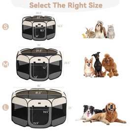 A4Pet Dog Playpen Indoor, 49” Portable Playpen with Bowl, Suitable for Puppies, Kittens, and Small Animals, Removable Zipper & Mesh Panel(16”W × 10”H)
