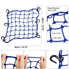 X AUTOHAUX 1pcs 40x40cm 49 Holes Motorcycle Luggage Cargo Net Blue