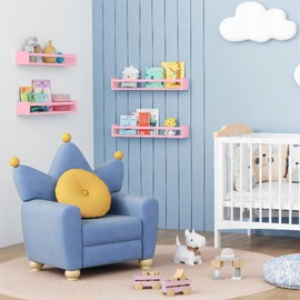 Forbena Large Kids Bookshelves for Girls Room Set of 4, Floating Book Shelves for Baby Girl Nursery Wall Deocr, 24 Inches Long Wall Mounted Bookshelf for Toddler Kid Child Teens Bedroom (Pink)