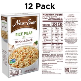 Near East Quaker Rice Pilaf Mix, Garlic & Herb 6.3 oz (Pack of 12 Boxes)