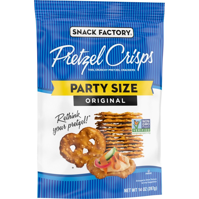 Snack Factory Original Pretzel Crisps, Non-GMO, 14 oz Party Size