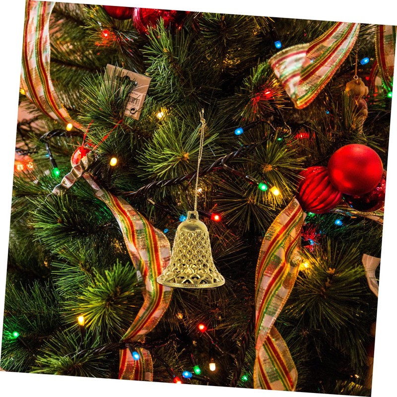 Ipetboom 12pcs Xmas Bell Pendant Ornaments Festive Plastic Hanging Decorations