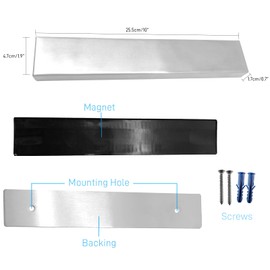 10 Inch Magnetic Knife Holder, Stainless Steel Knife Magnetic Strip for Wall or Refrigerator, Magnetic Knife Bar Rack Block for Kitchen Utensil Holder, Art Supply Organizer & Tool Holder