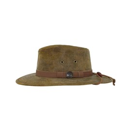 Outback Trading Men's 1356 Kodiak Water-Resistant UPF 50 Distressed Leather Western Hat with Adjustable Chin Cord, Brown, Large