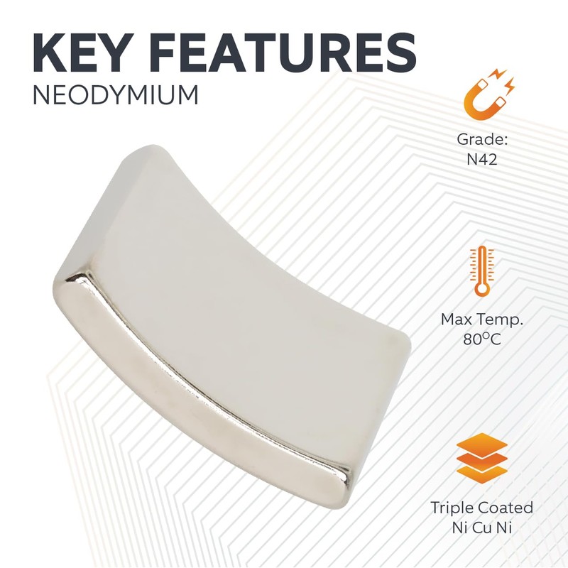 N42 Neodymium Arc Magnet for Engineering, Manufacturing, DIY and Motors