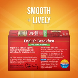 Twinings Twinings Decaffeinated English Breakfast Individually Wrapped Bags, 20 Count (Pack of 6), Flavourful & Robust, Enjoy Hot or Iced | Packaging May Vary