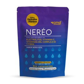 CMD - NERÉO - Electrolitos en Polvo con Vitamina C, Vitaminas del Complejo B y Fibra - Suplemento Alimenticio - 1 Bolsa con 10 Sobres de 14 g c/u Sabo
