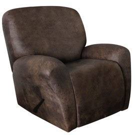 ANARACHON Recliner Chair Covers Leather Like, 4 Pieces Lazy Boy Recliner Cover for Recliner Chair, Soft Sofa Slipcover Furniture Protector Washable Sofa Cover for Pets Kids (X-Large, Dark Brown)
