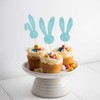 Gyufise 24Pcs Happy Easter Cupcake Toppers Blue Glitter Easter Rabbit