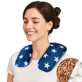 Atsuwell Microwavable Neck Wrap Unscented, Neck Heating Pad Microwavable with Cotton & Flaxseed, Microwave Necks Pillow Warm Compress for Comfort and Relaxation