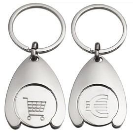 RabbFit 2 Pcs Shopping Cart Token Car Key Chain Shopping Cart Key Chain Keychain Shopping Cart Keychain, Shopping cart+euro