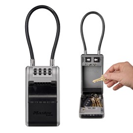 Master Lock 5482EURD Key Safe with New Innovative Design, Flexible Cable Shackle, Capacity, High Security, Grey, Extra Large