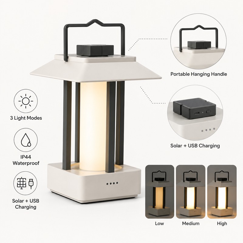 Solar Camping Lantern for Outdoor Lighting – USB Rechargeable Waterproof