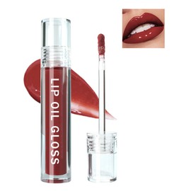 Hydrating Lip Tint Stain-1Pcs Tinted Plumping Lip Glow Oil, Moisturizing Water Lip Stain Makeup, Pigmented Non-Sticky Vegan Lip Gloss, Multi-Use Lip & Cheek Tint, Nude Glossy Finish, Cruelty Free-06#