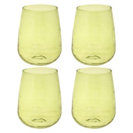 Karma Gifts, Catalina Stemless Wine Glass Celery, Set Of Four 16 ounces