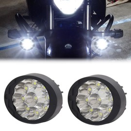 Biqing 1 Pair Motorcycle Fog Lights 12V-85V Motorcycle LED Driving Lights 9-LED Spotlights Adjustable Angle Auxiliary Lights 6000K 800LM Fit for Mount on 10mm Motorcycle Rearview Mirror