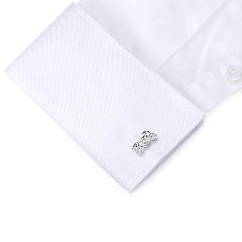 Honey Bear Silver Racing Motorcycle Motorbike Cufflinks Mens Wedding Shirt