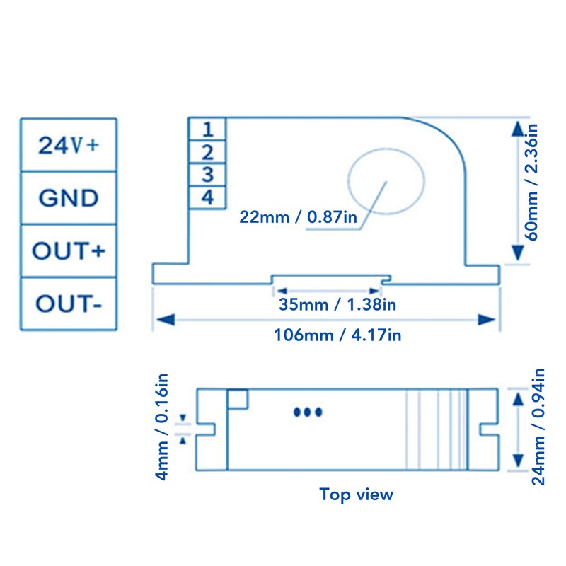 AC Current Transmitter 4‑20mA Output Single Phase AC Current Transducer