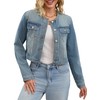 CIMUK Women's Denim Jacket Collarless Button Down 2025 Western Long