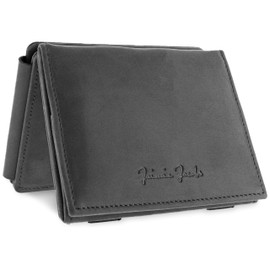 Jaimie Jacobs Flap Boy XL Magic Wallet with Coin Compartment RFID Protection Wallet with Space for 13 Cards, Buffalo Leather Black, Modern