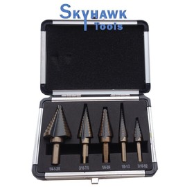 Cal-hawk 5pc Sae High Speed Steel w/ Cobalt Step Drill Set