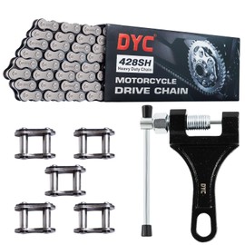 DYC 428H Motorcycle Chain 122 Links with Chain Breaker, 428 Heavy Duty Chain for 125 150 200cc Motorcycle Mini Bike Dirt Bike Go Kart Compatible with SSR TaoTao Coolster Apollo Baja Kazuma Chinese ATV