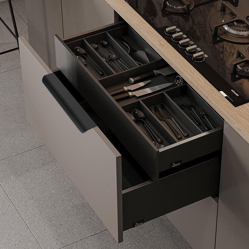 Malimali 10 Pack Black Kitchen Cupboard Handles Finger Edge Pulls