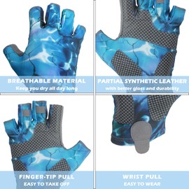 DUFFOBAN Fingerless Fishing Gloves, Men and Women, Sun Protection Gloves, UPF 50+ Sun UV Protection Gloves, Fishing, Kayaking, Sailing, Boating, Fly Fishing, Canoeing, Hiking, Ocean