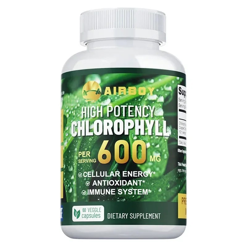 Chlorophyll Capsules for Adults – 600mg Daily Green Supplement for