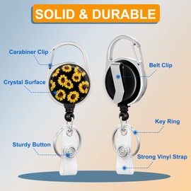 Plifal Badge Holder with Retractable Reel, Cute Sunflower Flower ID Name Tag Work Badge Clip Heavy Duty Vertical Card Protector Cover Case for Work Office Nurse Medical Student Teacher Women Men