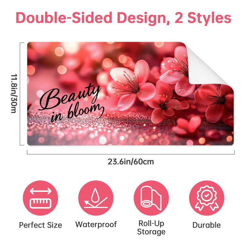 Dual-Sided Synthetic Leather Decorative Makeup Mat for Crafting, Furniture Protection,