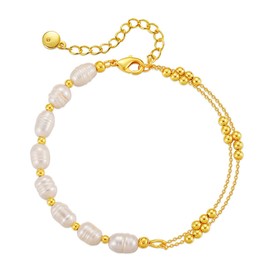 Pearl Bracelet Gold Bracelets for Women Trendy Gold Chain Pearl Chunky Cuff Jewelry Bridesmaid Bridal Wedding Gifts Birthday Gifts