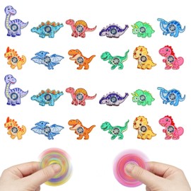 24 Pcs Dinosaur Fidget Spinner Toys, Mini Finger Spinners Bulk Dino Party Favors Birthday Gift Classroom Prizes for Kids