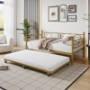 Twin Size Daybed Frame with Pull-Out Trundle, Modern Sofa Bed